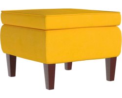 vidaXL - Kruk - met - houten - poten - fluweel - geel