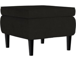 vidaXL - Kruk - met - houten - poten - fluweel - zwart