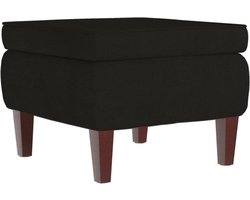 vidaXL - Kruk - met - houten - poten - fluweel - zwart