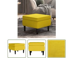 vidaXL Kruk - Voetenbank - Kruk met houten poten fluweel geel - Poef - Lounge Bank - Huiskamer Meubilair