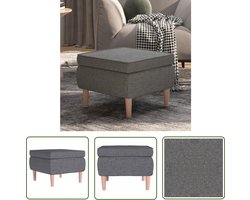 vidaXL Krukje - Voetenbank - Kruk met houten poten stof lichtgrijs - Relaxstoel - Zitmeubel - Lounge Meubilair
