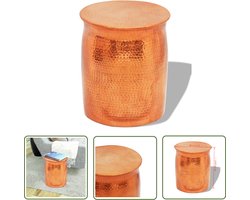 vidaXL Krukje/bijzettafeltje gehamerd aluminium brons/koperkleurig - Aluminium Krukje - Messing Krukje - Vintage Krukje - Industriële Kruk - Woonaccessoires