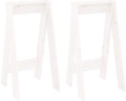 vidaXL - Krukken - 2 - st - 40x40x75 - cm - massief - grenenhout - wit