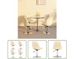vidaXL Krukken - Eetkamerstoel - Eetkamerstoelen 4 st draaibaar stof crèmekleurig - Dining Chairs - Design Stoel - Lounge Chair
