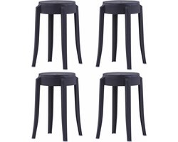 vidaXL - Krukken - stapelbaar - 4 - st - kunststof - zwart