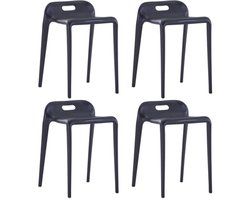 vidaXL - Krukken - stapelbaar - 4 - st - kunststof - zwart