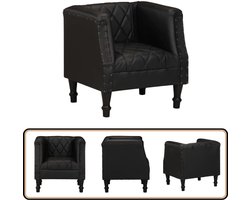 vidaXL Kuipstoel - Echt geitenleer - Zwart Leren Stoel - Kuipstoel - Zwarte Stoel - Design Stoel - Lounge Stoel