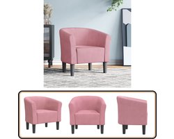 vidaXL Kuipstoel - Fluweel - Roze - Comfort - Elegant Moderne Kuipstoel - Fluweel Stoel - Roze Fauteuil - Lounge Stoel - Eetkamerstoelen