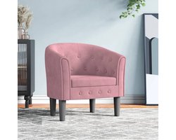 vidaXL Kuipstoel - Fluweel - Roze - Comfort - Elegant Moderne Kuipstoel - Fluweel Stoel - Roze Fauteuil - Lounge Stoel - Eetkamerstoelen