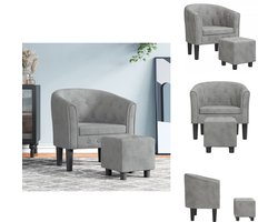 vidaXL Kuipstoel - Kuipstoelen - Fauteuil - Relaxfauteuil - Kuipstoel met voetenbank fluweel lichtgrijs