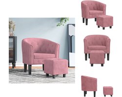 vidaXL Kuipstoel - Kuipstoelen - Fauteuil - Relaxfauteuil - Kuipstoel met voetenbank fluweel roze