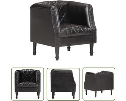 vidaXL Kuipstoel - Leren Stoel - Kuipstoel echt geitenleer zwart - Lounge Stoel - Fauteuils - Lederen Stoel