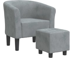 vidaXL - Kuipstoel - met - voetenbank - fluweel - donkergrijs