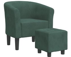 vidaXL - Kuipstoel - met - voetenbank - fluweel - donkergroen