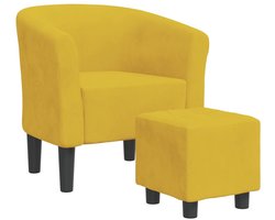 vidaXL - Kuipstoel - met - voetenbank - fluweel - geel