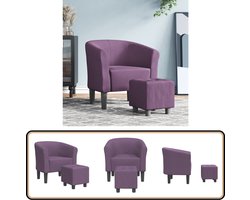 vidaXL Kuipstoel met voetenbank - Paars - Stof Kuipstoel - Lounge Stoel - Fauteuils - Relaxfauteuil - Velours Stoel