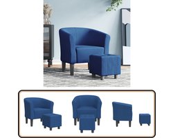 vidaXL Kuipstoel met voetenbank - Stof - Blauw Kuipstoel - Fauteuils - Lounge Stoel - Blauwe Stoel - Eetkamerstoelen