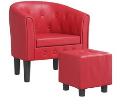 vidaXL - Kuipstoel - met - voetenbankje - kunstleer - rood