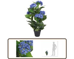 vidaXL Kunsthortensia met pot - 60 cm - Blauw Kunstplant - Hortensia - Blauwe Bloemetjes - Kamerplant - Decoratief