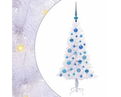 vidaXL - Kunstkerstboom - met - 150 - LED - Wit - 120 - cm - PVC - en - Staal