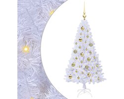 vidaXL - Kunstkerstboom - met - 150 - LED - Wit - 120 - cm - PVC - en - Staal