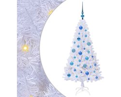 vidaXL - Kunstkerstboom - met - 150 - LED - Wit - 120 - cm - PVC - en - Staal