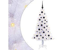vidaXL - Kunstkerstboom - met - 150 - LED - Wit - 150 - cm - PVC - en - Staal