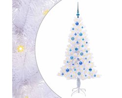 vidaXL - Kunstkerstboom - met - 150 - LED - Wit - 150 - cm - PVC - en - Staal