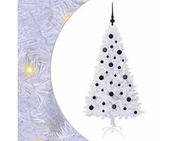 vidaXL - Kunstkerstboom - met - 150 - LED - Wit - 150 - cm - PVC - en - Staal