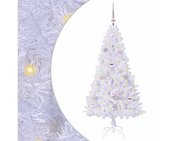 vidaXL - Kunstkerstboom - met - 150 - LED - Wit - 150 - cm - PVC - en - Staal