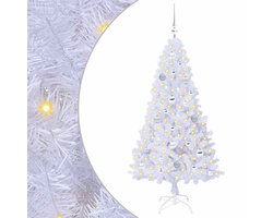 vidaXL - Kunstkerstboom - met - 150 - LED - Wit - 150 - cm - PVC - en - Staal