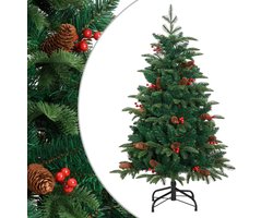 vidaXL - Kunstkerstboom - met - scharnieren - dennenappels - en - bessen - 150 - cm