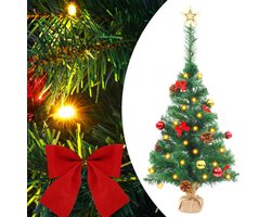 vidaXL - Kunstkerstboom - met - verlichting - en - kerstballen - 64 - cm - groen