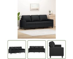 vidaXL Kunstleder Bank - 3 Zits Bank - Driezitsbank 180 cm kunstleer zwart - Zwarte Bank - Salontafel - Banks Kopen