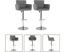 vidaXL Kunstleder Barkrukken - Moderne Barkrukken - Barkrukken 2 st kunstleer grijs - Barkrukken Set - Hoge Barkrukken - Barkrukken Met Armleuningen