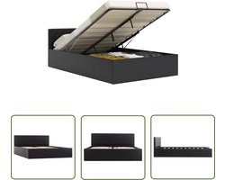 vidaXL Kunstleder Bed - Hydraulisch Bedframe - Bedframe hydraulisch kunstleer zwart 140x200 cm - Boxspring Bed - Tweepersoonsbed - Bed Met Opbergruimte