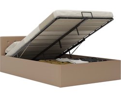 vidaXL Kunstleder Bed - Hydraulisch Bedframe - Bedframe met opslag hydraulisch kunstleer cappuccino 140x200 cm - Opbergbed - Boxspring Alternatief - Tweepersoonsbed