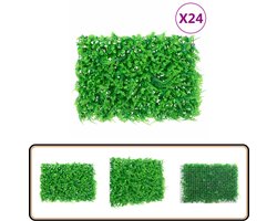 vidaXL Kunstvaren Hek - 24 Stuks - Groen - 40x60 cm Tuinhekken - Kunstgras Hekje - Privacy Scherm - Buitendecoratie - Tuinverlichting