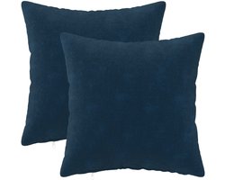 vidaXL - Kussen - met - kussen - HEERLEN - 2 - st - Blauw - Microfiber - Fleece