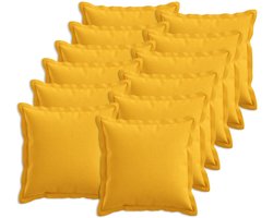 vidaXL - Kussen - met - kussen - HOUTEN - 12 - st - Licht - Geel - Faux - Linnen