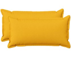 vidaXL - Kussen - met - kussen - HOUTEN - 2 - st - Licht - Geel - Faux - Linnen