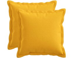vidaXL - Kussen - met - kussen - HOUTEN - 2 - st - Licht - Geel - Faux - Linnen