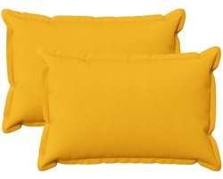 vidaXL - Kussen - met - kussen - HOUTEN - 2 - st - Licht - Geel - Faux - Linnen
