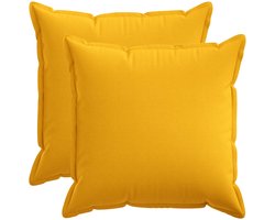 vidaXL - Kussen - met - kussen - HOUTEN - 2 - st - Licht - Geel - Faux - Linnen