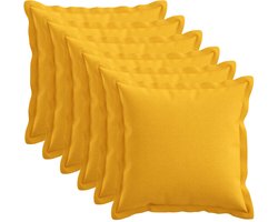 vidaXL - Kussen - met - kussen - HOUTEN - 6 - st - Licht - Geel - Faux - Linnen