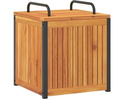 vidaXL - Kussenbox - 45x45x45/53 - cm - massief - acaciahout - en - staal