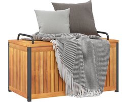 vidaXL - Kussenbox - 85x45x45/53 - cm - massief - acaciahout - en - staal