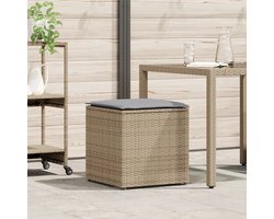 vidaXL - Kussenbox - met - opslag - Beige - 50 - x - 50 - x - 50 - cm - poly - rattan