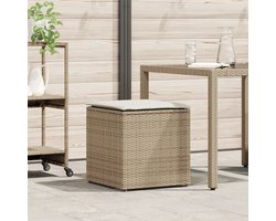 vidaXL - Kussenbox - met - opslag - Beige - 50 - x - 50 - x - 50 - cm - poly - rattan
