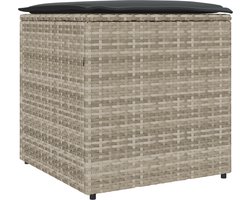 vidaXL - Kussenbox - met - opslag - Lichtgrijs - 50 - x - 50 - x - 50 - cm - poly - rattan